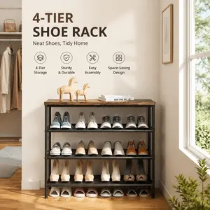 SUOERNUO Shoe Rack Organizer 4 Tier 5 Tier 6 Tier Metal Storage Shelf with Industrial MDF Board & Layer Fabric for Garage Home Organization memorial day sale
