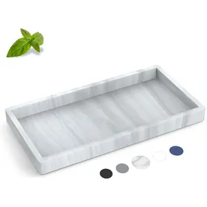 Bathroom Counter Tray,High-Grade Thickened Silicone Bathroom Vanity Tray,Shatterproof Durable Rectangle Bathroom Tray Soap Dispenser Tray for Bathroom Countertop