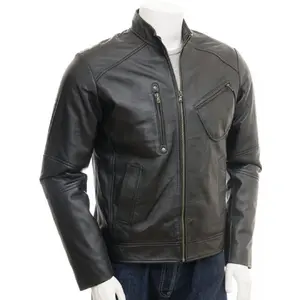 Black Stylish Lambskin Leather Jacket for Men