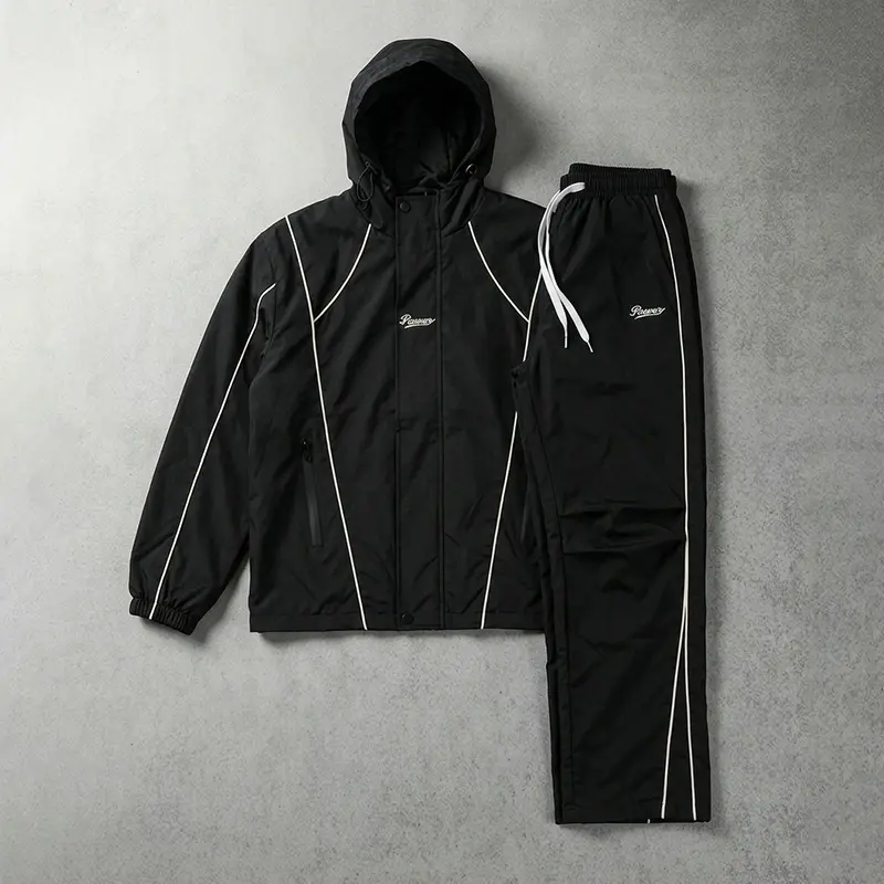 Men’s Fashion Sports Jacket Set, Patchwork Hooded Zipper coat and Elastic-Waist Pants, streetwear outfits Casual Outfit Top Clothes Motocross