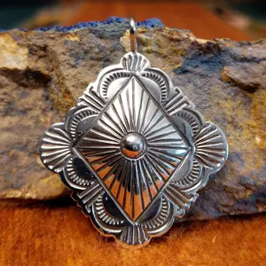 Navajo Made Silver Diamond Ray Pendant GJ-PND-0146