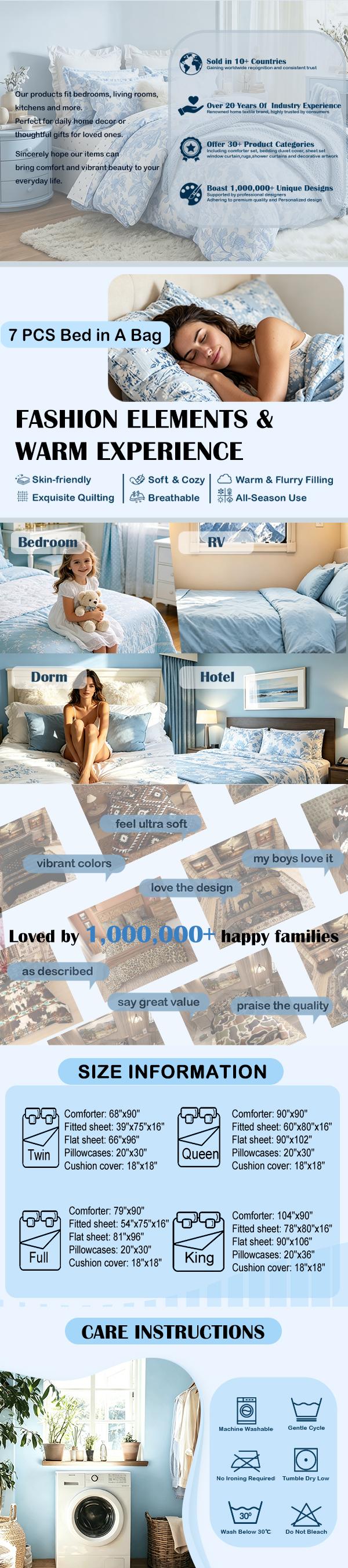 Feelyou 7-Piece Cowboy Print Comforter Set, Aztec Tribal Ethnic Cowhide Pattern Bed-in-A-Bag for Adults' Bed, Queen/King Size Bohemian Farmhouse Rustic Bedding