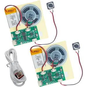 2 count DIY Audio Recorder and Player kit,Record standalone or Download  via USB Type-C,Compact Size, Includes PCB, Speaker, , Buttons, for Personalized Greeting Cards,  Boxes, and