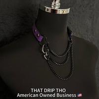 Purple Leather-Black Chain with Heart