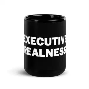 Executive Realness | Black Glossy 15oz Mug Breakfast Ceramic