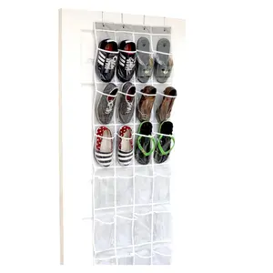 Crystal Clear Shoe Organizer with 24 Pockets - Hanging Shoe Holder Rack for Shoes, Kids Toys, and Beauty Accessories