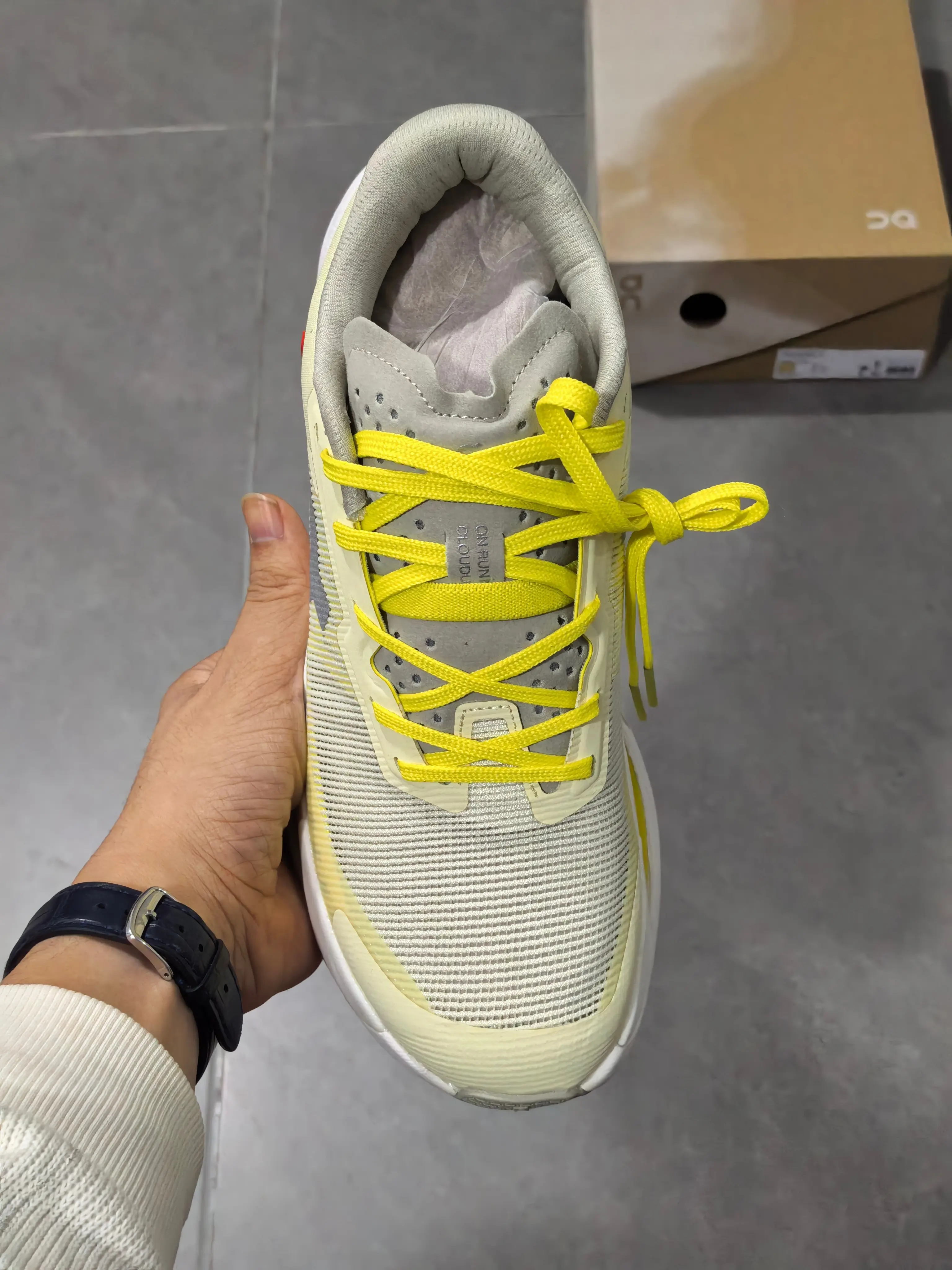 chunky hollow athletic kicks pale lime yellow soft textile slip on elastic lace high rebound pressure relief korean loose hype multi age wear