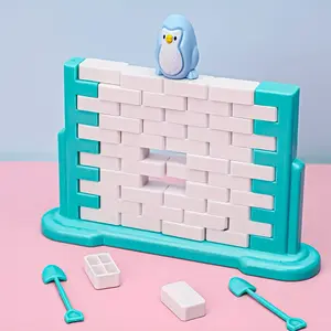 Interactive Owl-Themed Wall Collision Game for Youngsters - Fun Parent-Youngsters Puzzle Board with Colorful Stacking Blocks, Toy for Cognitive Skills, Includes Timer & Shovel, White & Teal Educational Toys