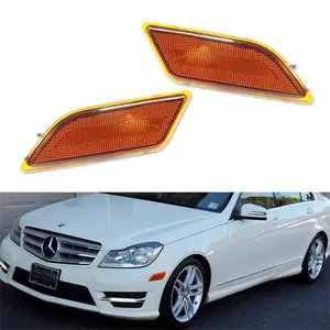 2PCS Amber Lens Front Side Marker Lights Housings For Mercedes W204 C250 C300 2012 2013 2014 Replace OEM A2049067401 2049067401