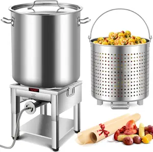 ARC 64-100QT Stainless Steel Seafood Boil Pot with 200,000BTU Propane Burner Foldable Legs for Outdoor Deep Fryer, Large Cooking Pot for Turkey Fryer, Crab, Crawfish, Shrimp, Lobster Boiling Stock Pot