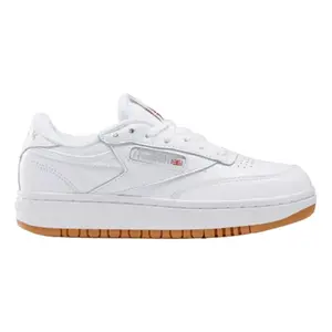 Reebok Club C Double White Gum Women’s Sneakers Classic Court Shoes Retro Tennis-Inspired Low-Top Leather Upper Clean Minimalist Design Cushioned Comfort Insole Durable Gum Rubber Outsole Streetwear Lifestyle Everyday Fashion Trainers Athletic Casual Wear