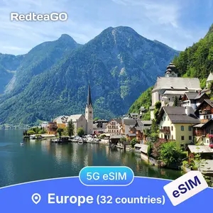RedteaGO Europe eSIM 32 Countries | Unlimited Data 5G | No Roaming | Instant Activation| Fast 5G | No SIM Card Needed| 5G Travel Data Plan