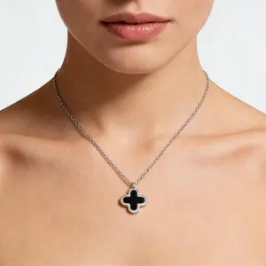 Four Leaf Clover Necklace for Women – Titanium Stainless Steel Dainty Collarbone Chain, Hypoallergenic Minimalist Lucky Pendant, Non-Tarnish Everyday Jewelry, TikTok Viral Gift for Her