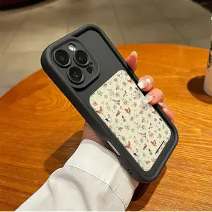 Two-Piece Set Self-Adhesive Card Holder Phone Case, Floral Chicken Pattern Tpu Anti-Drop Full Protection for iPhone 6/7/8/x/11/12/13/14/15/16/17 Pro Max