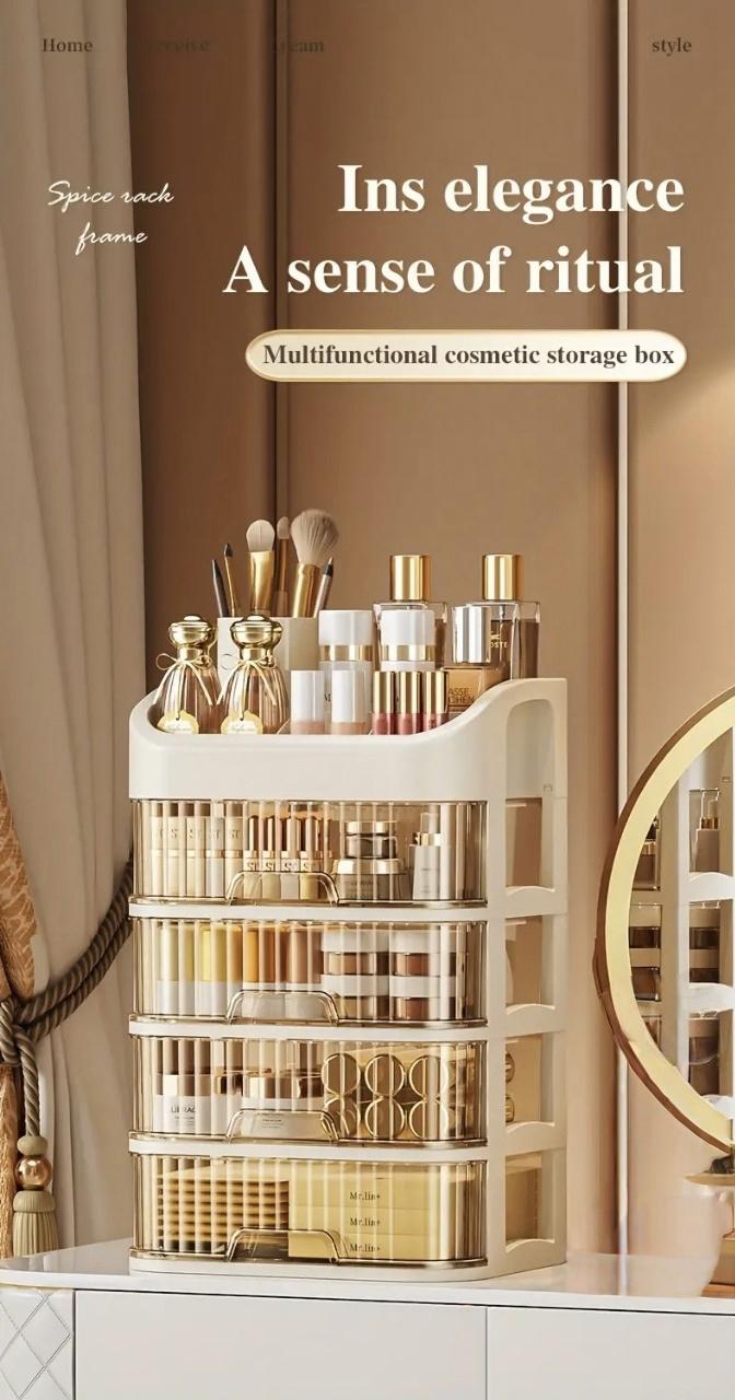 3-Layer/5-Layer Fashionable Dust-Proof Cosmetic Storage Rack Box - Lightweight Plastic Storage Rack, Suitable for Skincare Products, Masks And Lipsticks | Ideal Choice for Bathroom Countertop, The Perfect Storage Solution for Halloween And Christmas