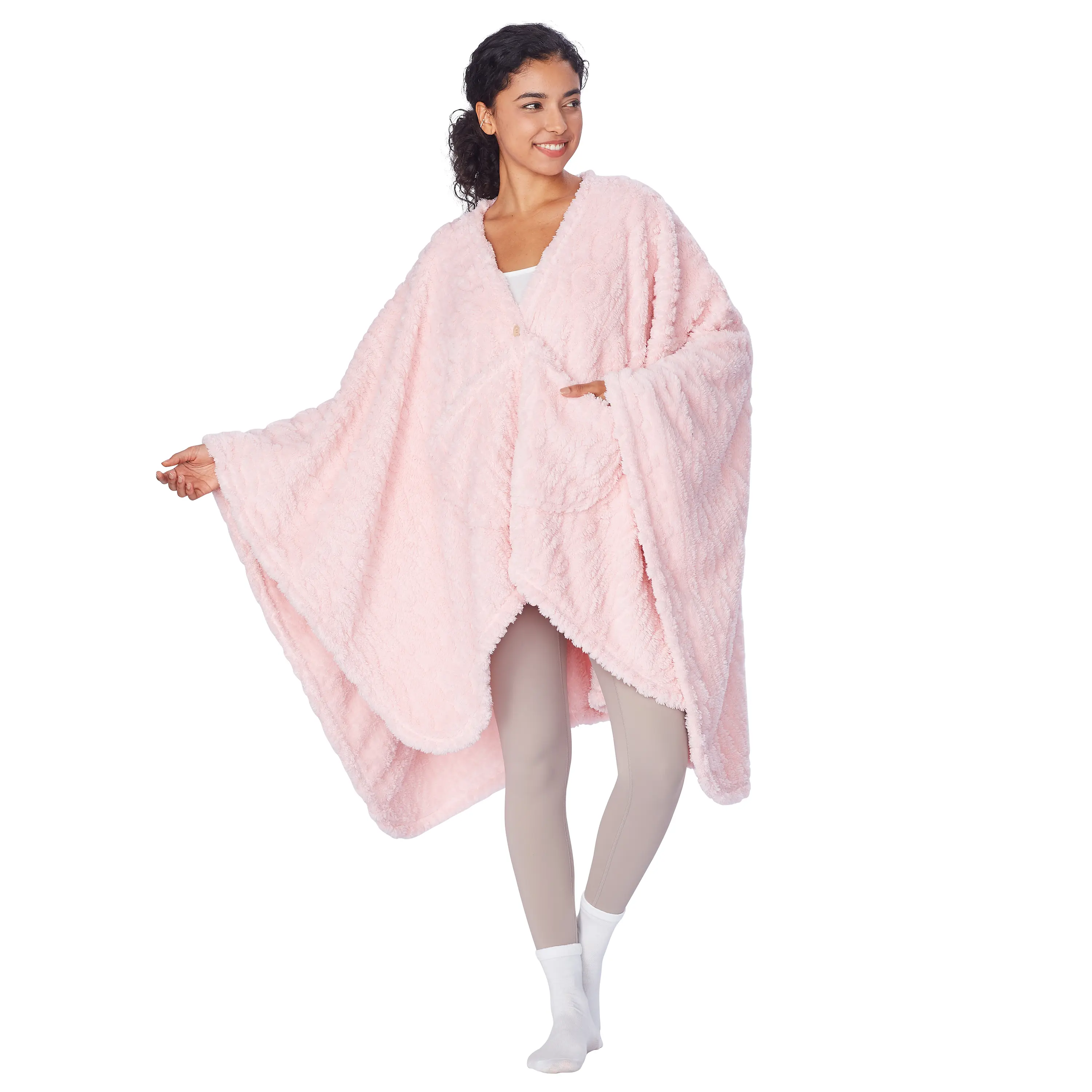 Catalopnia Womens Fleece Poncho Blanket with Pocket, Lightweight Office Blanket Wrap, Warm Wearable Blanket Adult, Women Gifts Ideas