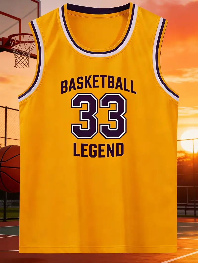 2026 Style No. 33 Yellow Vest Jersey Basketball Competition Uniform American Basketball Sports Vest Men'S Spring Summer Training Competition Wear College Campus Basketball Team Uniform Summer Thin Basketball Jersey Breathable Quick-Dry Basketball Ve