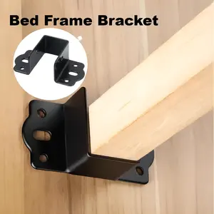 2-Pack Thickened Wooden Bed Frame Supports, Square Metal Brackets for 32/36/40mm, Durable Wood and Metal Combination, Ideal for Furniture Stability