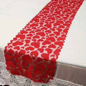 1 Valentine's Day table runner red lace table runner family table decoration table runner Valentine's Day table runner