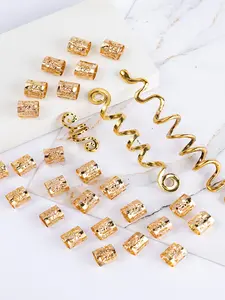28 Piece Alloy Dirty Braids Hair Clips, Y2K Trendy Retro Ethnic Snake Shape, Punk Style Plain Pattern, Hair Accessories