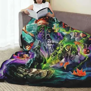 Hocus Pocus Halloween Throw Blanket Anti-Pilling Flannel Sofa Blanket for Cozy Nights and Festive Decor