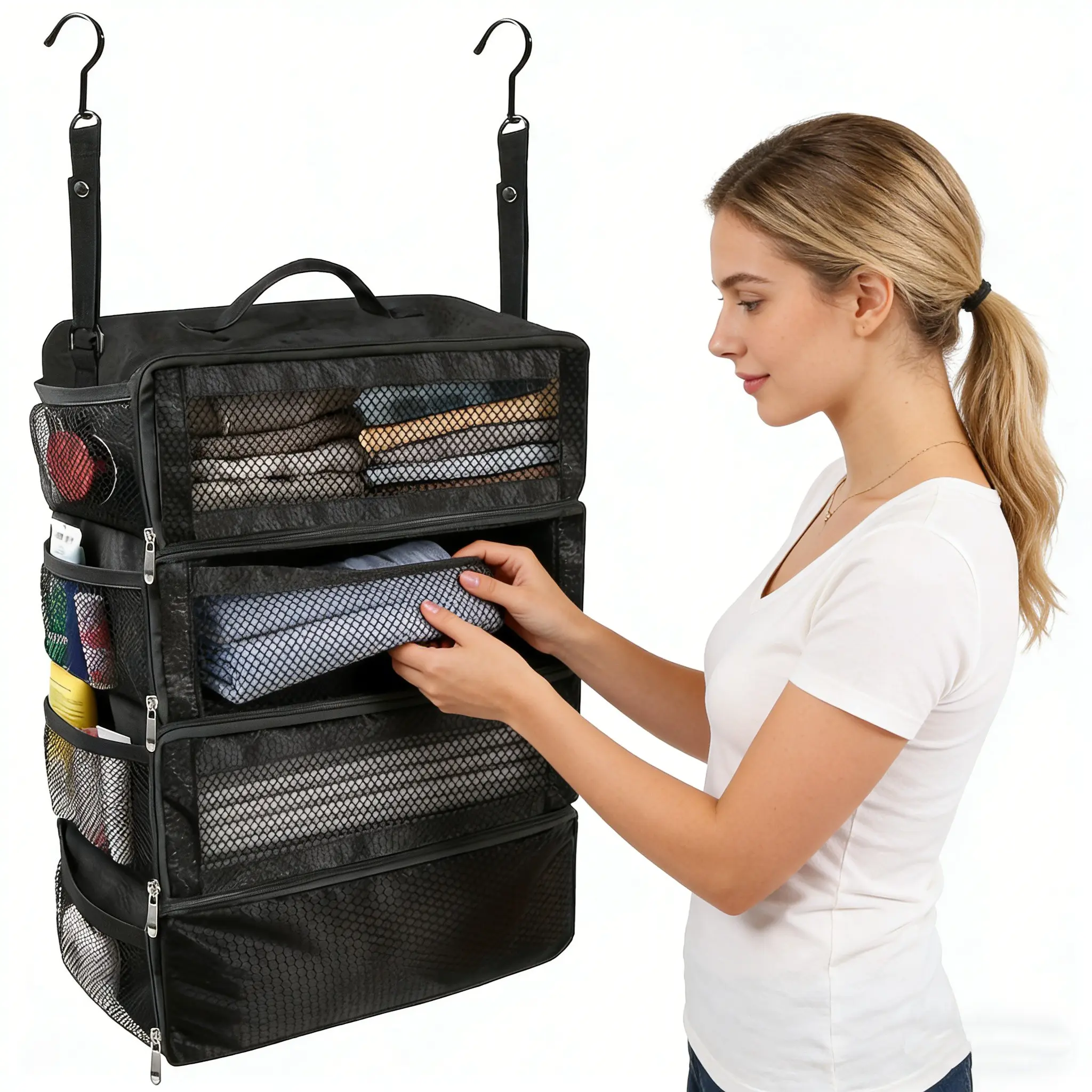 Luggage Organizer Bag, Travel Luggage Sorting Bag, Portable Hanging Travel Rack, Foldable Hanging Carry-On Quick Sort Small Compartment, Travel Organizer Bags
