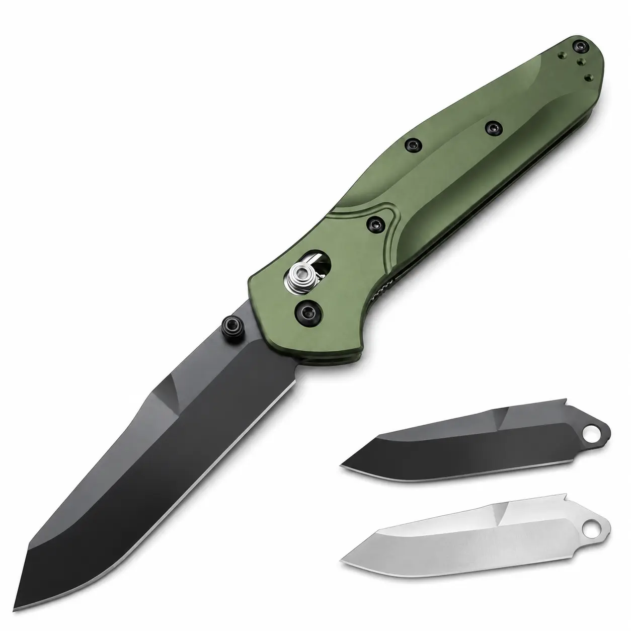 Folding Pocket Knife 940 Classic EDC Knife, Green Handle with Black and Silver Blade Options, Compact Daily Carry for Camping, Fishing, Travel and Everyday Use, Practical Gift for Dad, Boyfriend and Friends