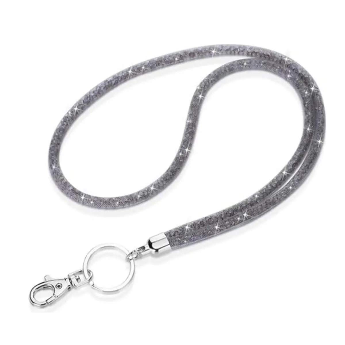 Rhinestone Decorated Lanyard, Shiny Glitter Id Card Lanyard with Key Ring, Badge Holder, Identification Badges & Supplies for Students Teachers Nurses Work