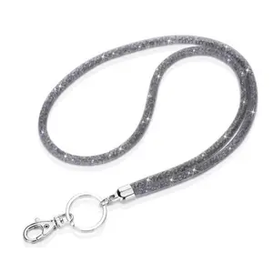 Rhinestone Decorated Lanyard, Shiny Glitter Lanyard with Key Ring, Badge Holder, Identification Badges & Supplies for Students Teachers Nurses Work