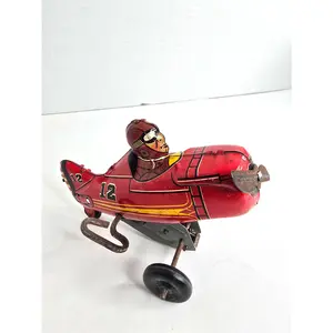 1930s Vintage Marx Litho Wind-up Toy Airplane