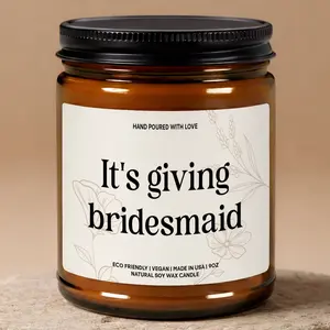 MAKEAGIFT It's Giving Bridesmaid Candle, Maid Of Honor Gifts, Bridesmaid Gift Candle, Bridal Party Gift, Wedding Day Gift For Bridesmaid