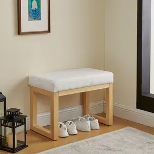 Niccae Rectangular Ottomans Bench, 24 Inch Footstool, Made Loop Yarn Fabric and Sturdy Rubber Wood, Perfect for Modern Living Rooms, Bedrooms, and Corridors