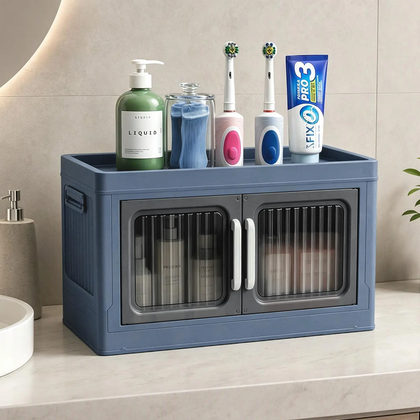 Collapsible Stackable Plastic Storage Bins with Lids, Closet Organizers for Home Office Dorm