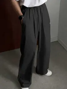Men’s wide-leg casual pants  drapey, slimming, conceals bulges; lightweight for summer, loose straight-leg athletic pants