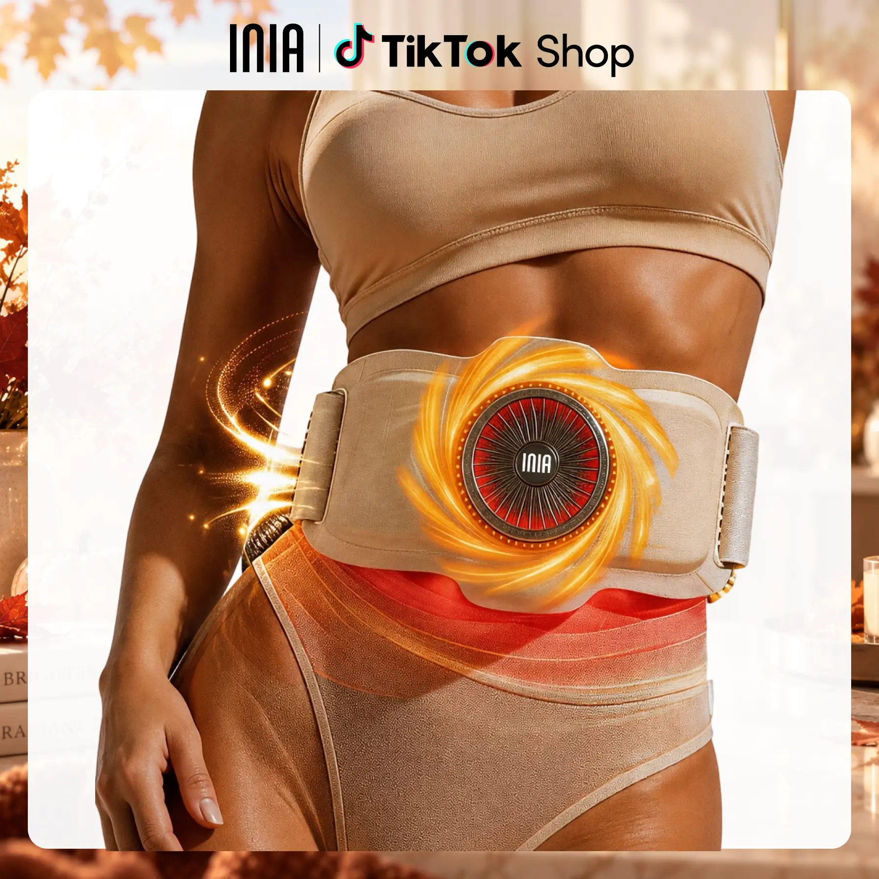 INIA TURBO All-in-One Wearable Body Sculpting Belt, 3-Engine Synergy: 1000+ RPM Vibration, Bipolar EMS, Red/NIR Light & Heat for Core Toning & Waistline Sculpting, Smart Wellness Gift for Women,back to school,back to school haul,sohochic
