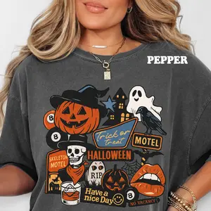 Haunted Motel Halloween Shirt - Comfort Colors Unisex Apparel Relaxed Fit Printed In The USA Clothing Womenswear Casual Comfort Cotton Top Athletic Boho Chic