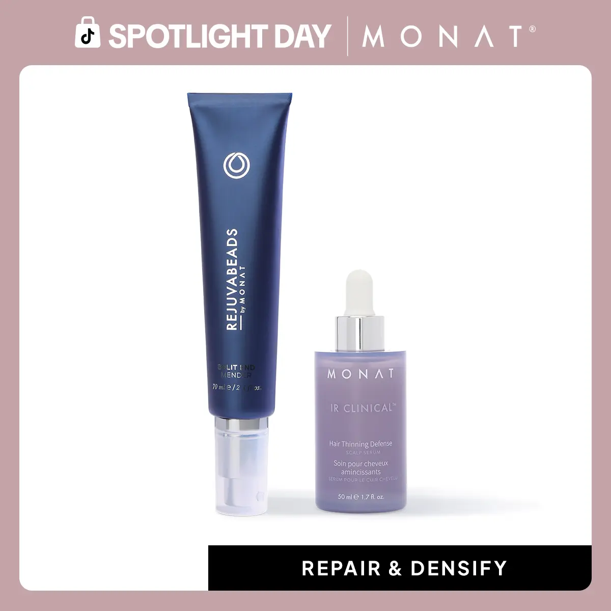 Scalp to Ends Duo – Hair Thinning Defense Serum & Split End Repair Treatment Set plus FREE Brush