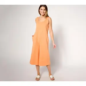 AnyBody Lounge Petite Beach Wash French Terry Crop Jumpsuit