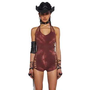 Endless Horizon Shredded Romper - Red