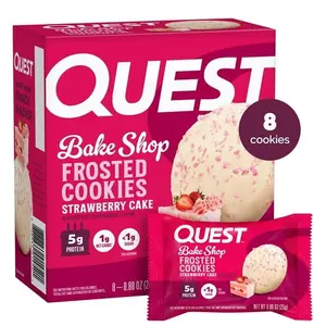 Quest Frosted Protein Cookies, Soft Baked, Strawberry Flavor, 8 Count - Snack - Cooky