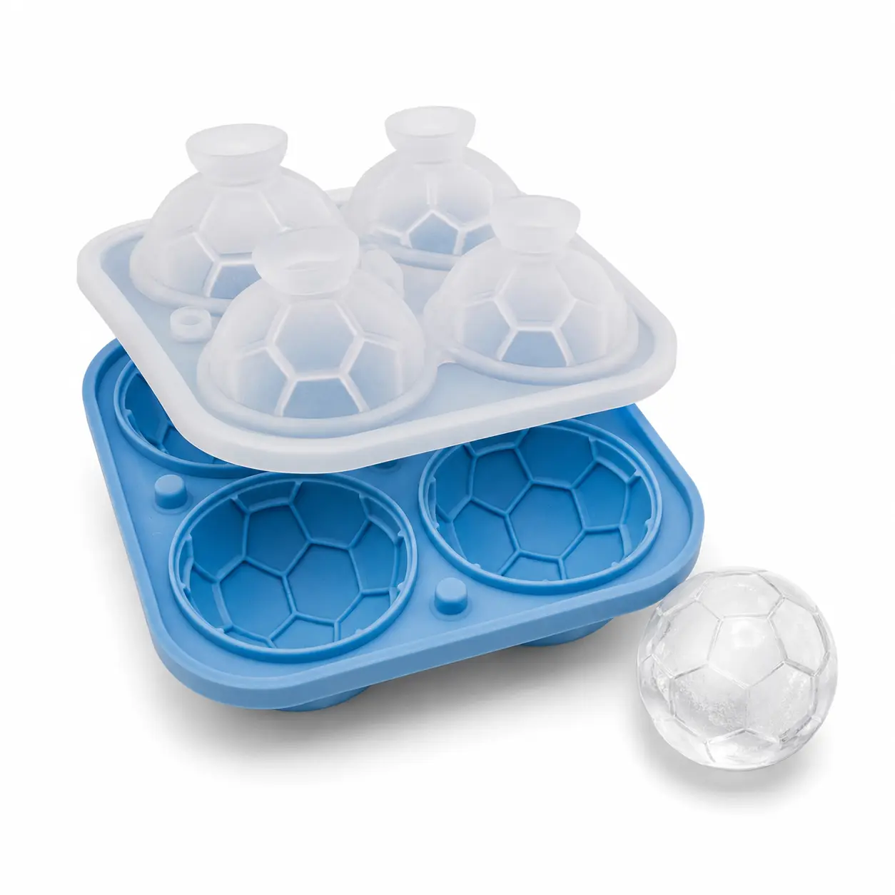 Large Soccer Ball Ice Sphere Maker - 3D Realistic Soccer Design, Easy-Release Mold, Freezer Safe, Extended Chilling Time, Long-Lasting for Cocktails & Party Drinks