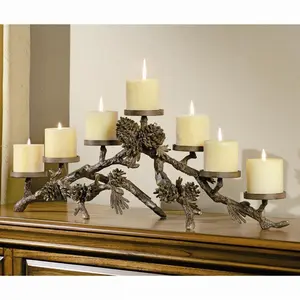 SPI Home Pinecone Mantle Candleholder – Rustic Woodland-Inspired Centerpiece