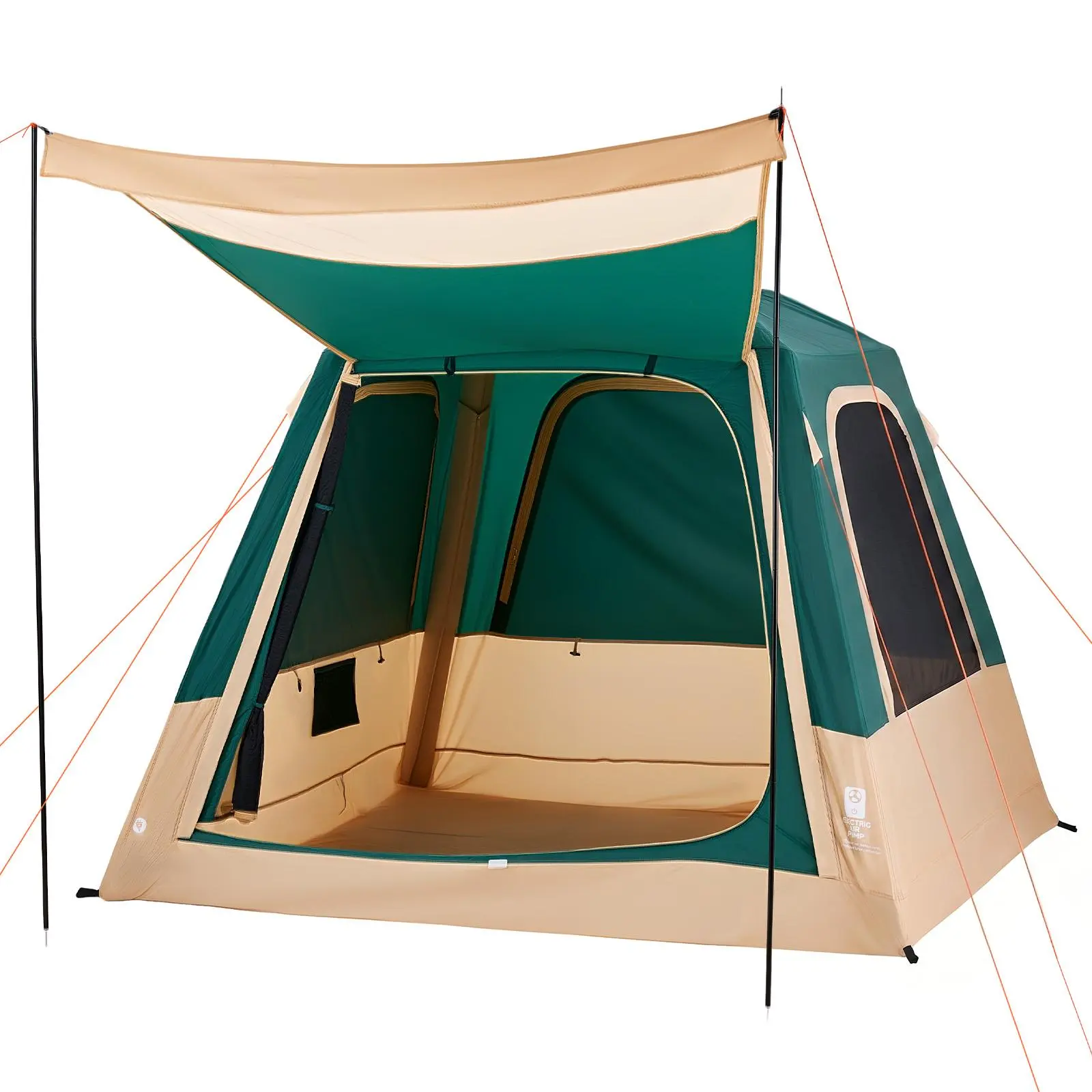 【SummerFinds】VEVOR Camping Tent, 4 Person Inflatable Cabin Tent with Rechargeable Pump, TPU Air Tube & 5 Large Mesh Windows, Portable Easy Setup Waterproof with Carry Bag for Family Outdoor Camping & Hiking, Green
