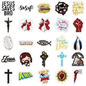 Jesus Sticker, 50pcs/set Waterproof Durable Sticker, Vinyl Decal, Decorative Sticker for Laptop, Water Bottle, Luggage, Bible Sticker Pack for Kids, Teens, and Adults