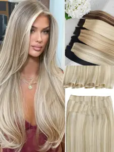 40g/pack European Virgin Human Hair Bundles, Real Hair Extensions, Natural Look & Feel - Salon-Quality Hair Weave for Women, Easy to Cut & Customize,1pc Real Machine-Remy Human Hair Bundle Highlight Color, 30.48cm 50.8cm Long Straight Hair