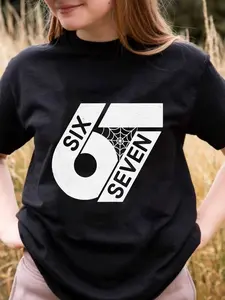 Number 6 & 7 Spiderweb Print Casual T-Shirt