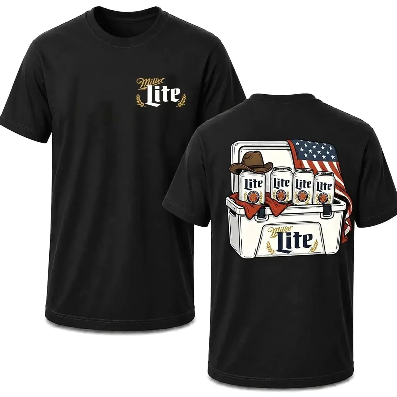 Miller Lite Cowboy Vintage Beer Shirt, Retro Western Style Unisex Cotton Tee, Gift for Dad Country, Short Sleeve Apparel