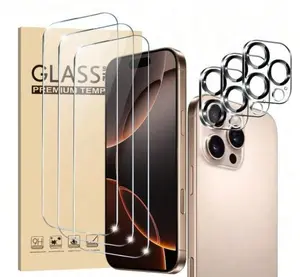 3+3 Packs Tempered Glass Compatible With Iphone 16 15 14 17 13 12 Pro Screen Protector [3 Packs] With [3 Packs] Camera Lens Protector, Anti-Scratch Case Friendly Clear HD Transparent Film
