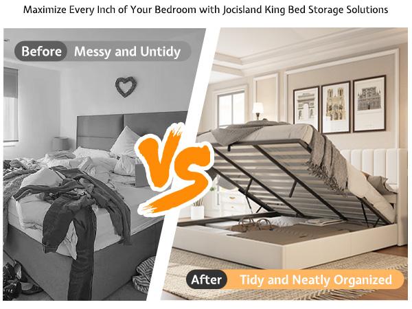 AMERLIFE Lift Up Storage Bed Frame, Linen Upholstered Platform Bed with Vertical Channel Tufted Headboard and Wingback, Hydraulic System, No Box Spring Needed, Wood Slats Support/Best Gift Ideas/Christmas Gifts