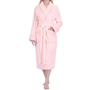 Women's Satin and Waffle Trim Fleece Robe